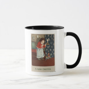 Caneca Um ChristmasGirl alegre que guardara um castiçal