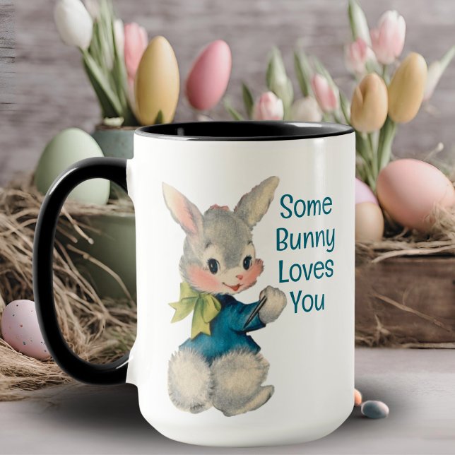 Caneca Um Coelhinho Te Ama A Páscoa De Coelho Coelhinho V (Some Bunny Loves You Vintage Bunny Rabbit Easter Mug)