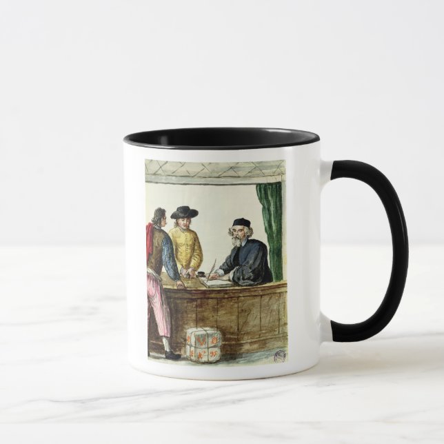 Caneca Um comerciante judaico com dois clientes (Direita)