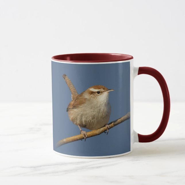 Caneca Um curioso Carriça-de-Bewick na árvore (Direita)