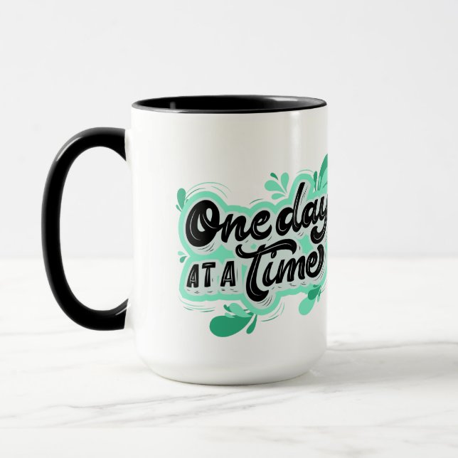 Caneca Um Dia De Cada Vez, Rascunho Teal 15oz Mug (Esquerda)