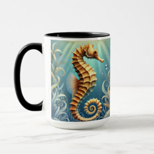 Caneca Um elegante cavalo marinho nadando debaixo d'água