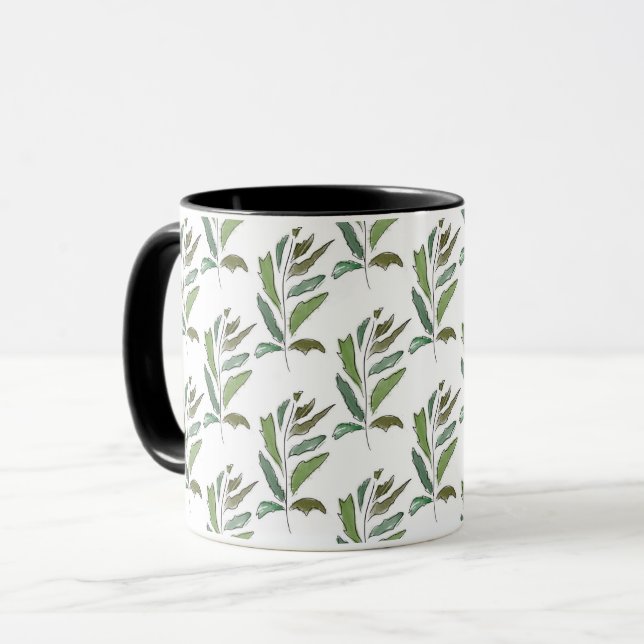 Caneca Um galho descuidado em cores pastel em branco. (Frente Esquerda)
