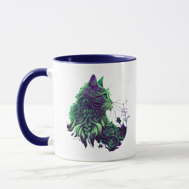 Caneca Um gato verde e rosa (Esquerda)