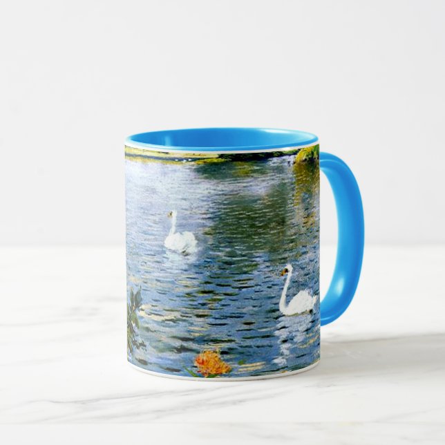 Caneca Um lago Long Island, arte fina. (Frente Esquerda)