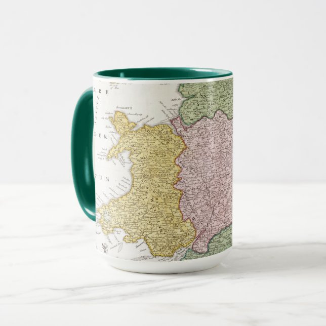 Caneca Um mapa de Inglaterra | 1760 (Frente Esquerda)