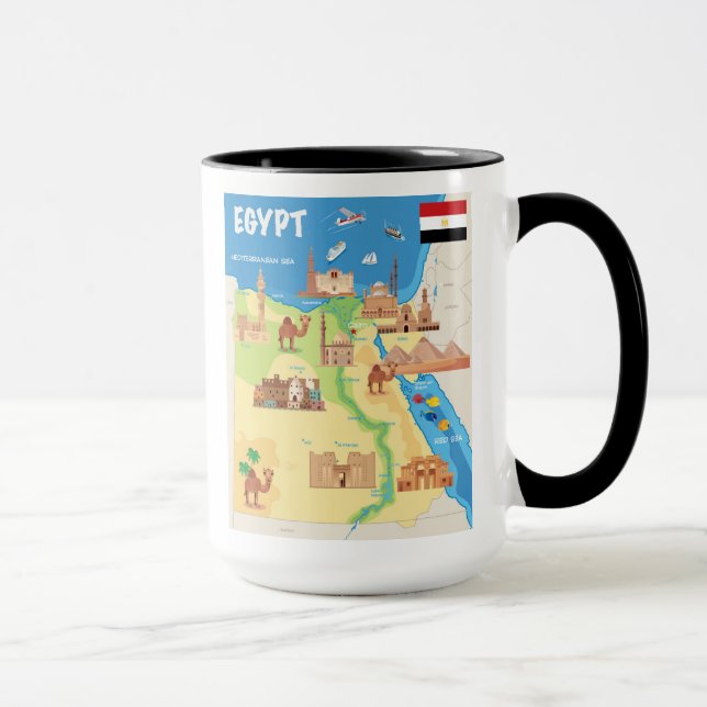 Caneca Um mapa dos desenhos animados de Egipto (Direita)