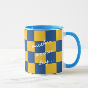 Caneca Um outro dia tecido azul e amarelo