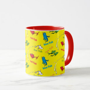 Caneca Um Peixe Dois Peixes Padrão Amarelo