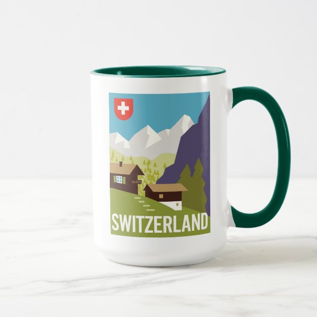 Caneca Um poster de viagens da suiça (Direita)