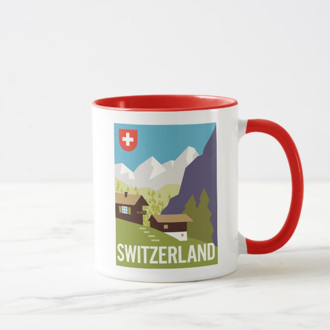 Caneca Um poster de viagens da suiça (Direita)