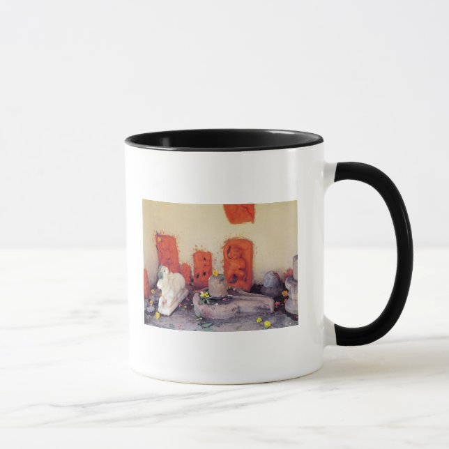 Caneca Um santuário de uma capela no Ganges (Direita)