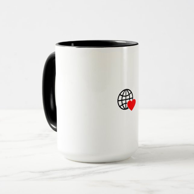 Caneca Um símbolo vermelho do coração criado com linhas s (Frente Esquerda)
