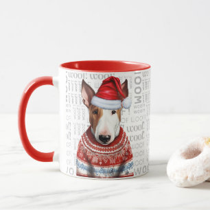 Caneca Um Touro Terrier Papai noel num fundo de água doce