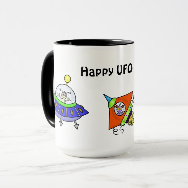 Caneca Uma Bela Cartoon UFO Day Mug (Frente Esquerda)