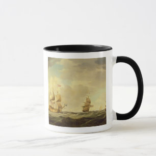 Caneca Uma capitânia inglesa sob a vela fácil em um