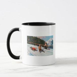 Caneca Uma cena Sledding do Toboggan