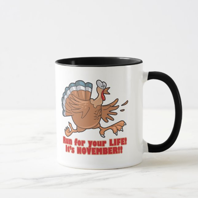 Caneca uma corrida para a vida, peru engraçado (Direita)