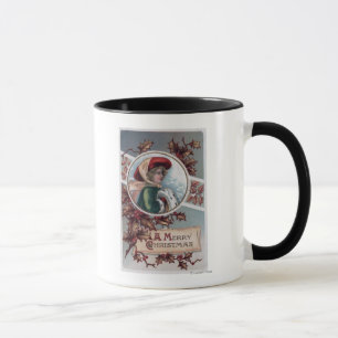 Caneca Uma Feliz de NatalKid na Roupa de inverno