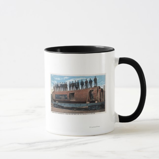 Caneca Uma gaiola de urso e moradia em um imenso log de s (Direita)