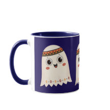 Uma ilustração de um fantasma bonito com um sorris