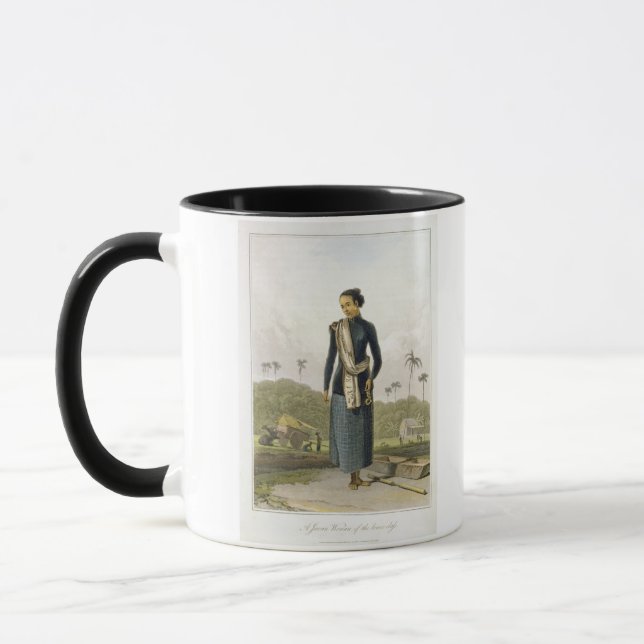 Caneca Uma mulher de Javan da classe mais baixa, chapeia (Esquerda)