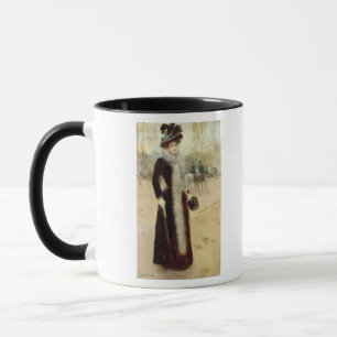Caneca Uma mulher parisiense no Bois de Boulogne, c.1899