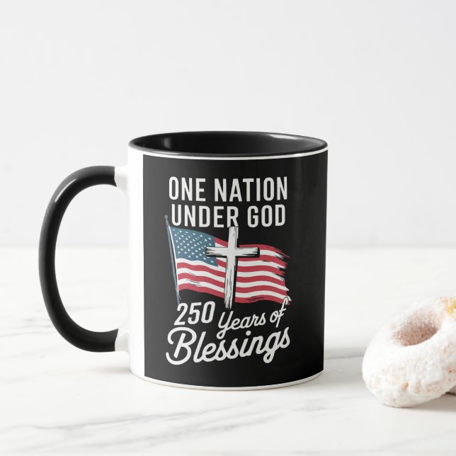 Caneca Uma Nação Sob Deus 250 Anos (Com Donut)