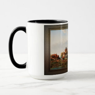 Caneca Uma Paisagem De Vastos Rios Com Moinhos De Vento