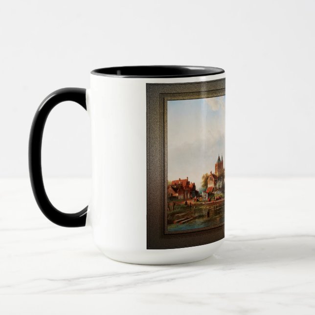 Caneca Uma Paisagem De Vastos Rios Com Moinhos De Vento (Esquerda)