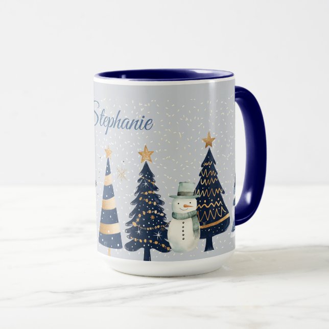 Caneca Uma Terra Maravilha de inverno - Dois Neves - Azul (Frente Esquerda)