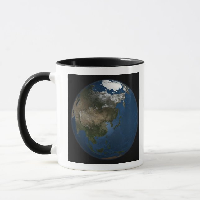 Caneca Uma visão global sobre a Ásia com gelo no mar Árti (Esquerda)