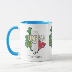 Caneca Úmbria Itália Retro Região Mapa Vintage Souvenir