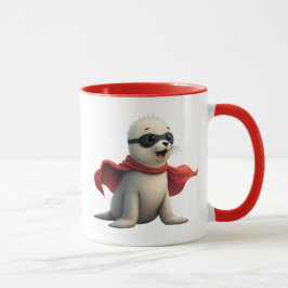 Caneca Un bébé phoque super-héros.