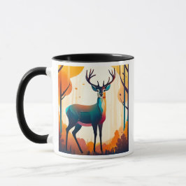 Caneca Un cerf imposant figé dans les bois.