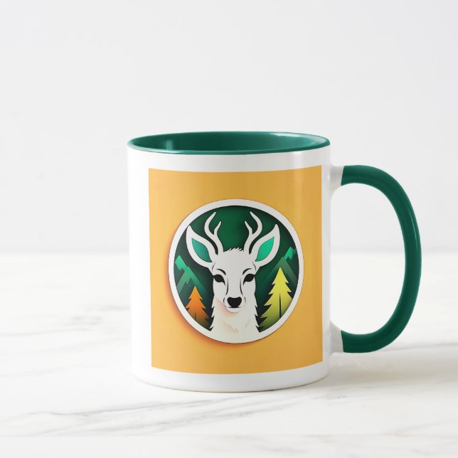 Caneca Un Cerf Stylisé avec Forêt (Direita)