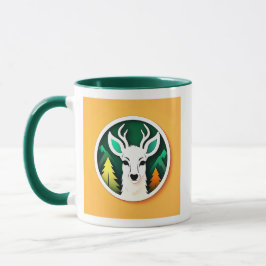Caneca Un Cerf Stylisé avec Forêt