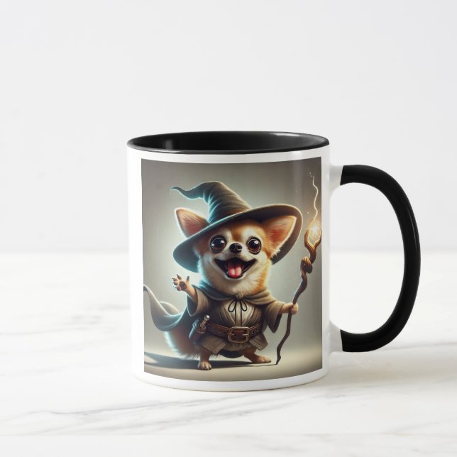 Caneca  Un chien Chihuahua en sorcier magicien. (Direita)