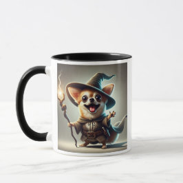 Caneca Un chien Chihuahua en sorcier magicien.