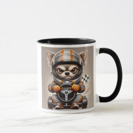 Caneca Un chien chihuahua pilote prêt à tout déchirer.