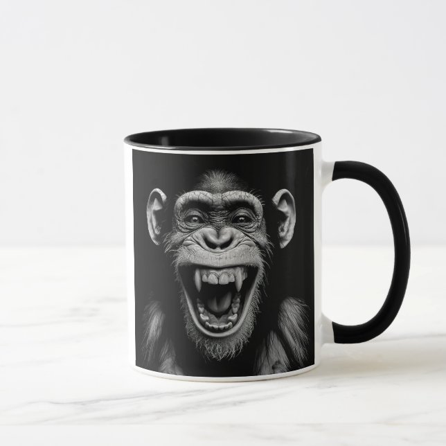 Caneca Un chimpanzé mort de rire. (Direita)