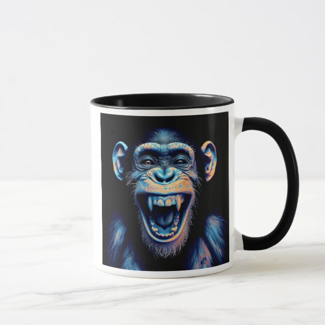 Caneca Un chimpanzé mort de rire.  (Direita)
