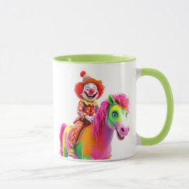 Caneca Un clown en costume à pois et un pantalon assorti.