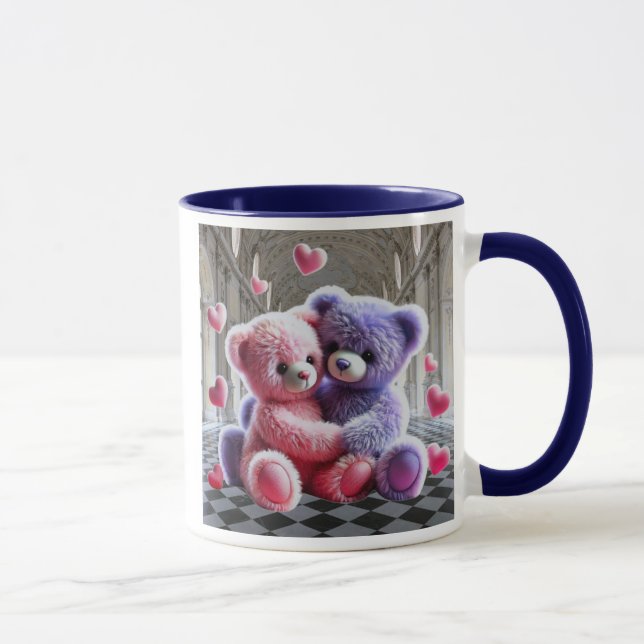 Caneca Un couple de nounours en peluche. (Direita)