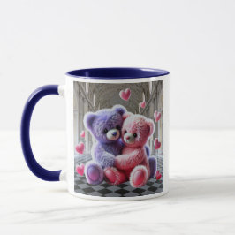 Caneca Un couple de nounours en peluche.