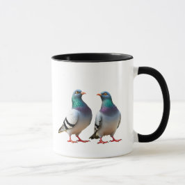Caneca Un couple de pigeon se promènent en ville.