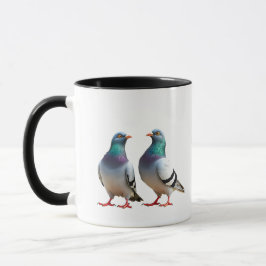 Caneca Un couple de pigeon se promènent en ville.