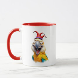 Caneca Un drôle de perroquet mort de rire.