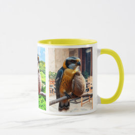 Caneca Un faucon veille sur son petit fauconneau.