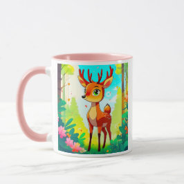 Caneca Un jeune cerf se promène dans une forêt verdoyante